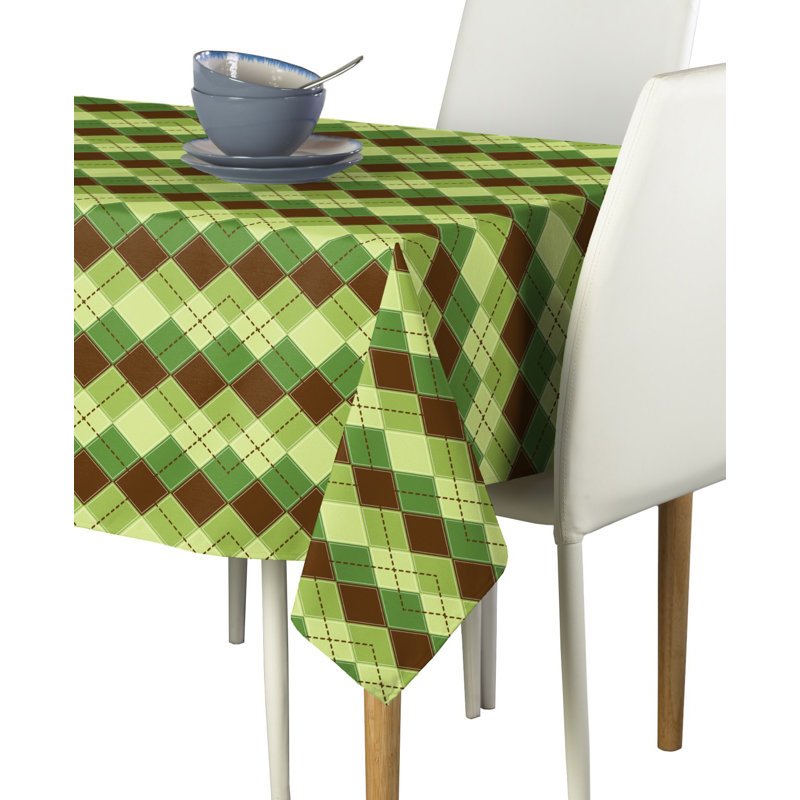 Flippen Argyle Plaid Milliken Signature Tablecloth, 120" L x 60" W, Brown