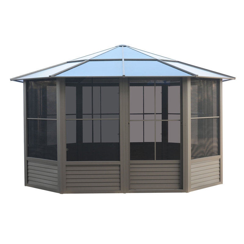 Gazebo Penguin Florence Solarium 12 Ft X 12 Ft Polycarbonate Roof - Sand, Beige, 12 Ft. W x 12 Ft. D