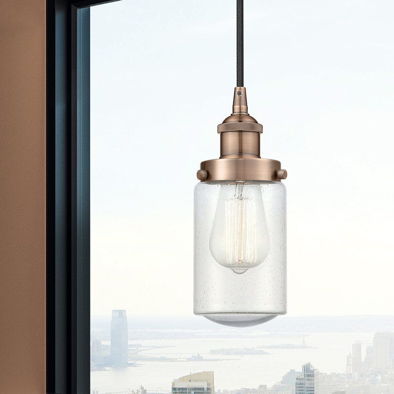 Luminaire suspendu cylindrique à 1 lumière Saroyan, Cuivre, Bullé