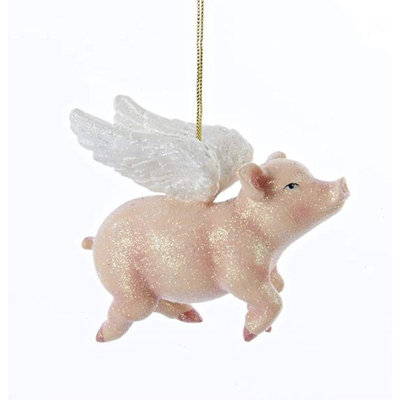 Kurt Adler Resin Ornament for Christmas Tree, Flying Pig