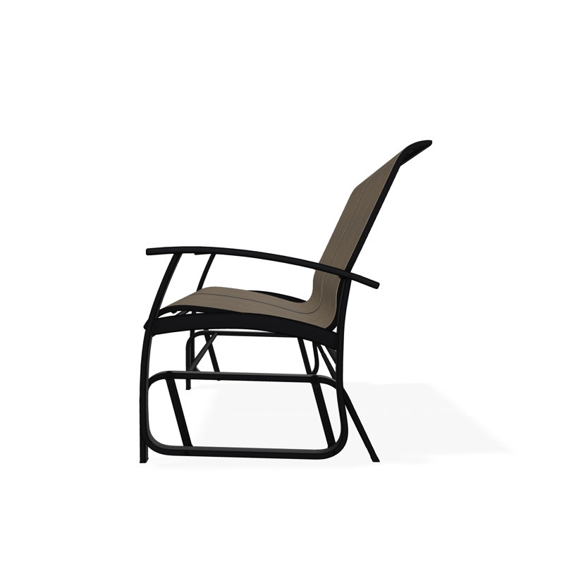 Belle Isle Sling Aluminum Frame 2-Seat Glider with Marine Grade Polymer Arm Accent, Black, Smoke