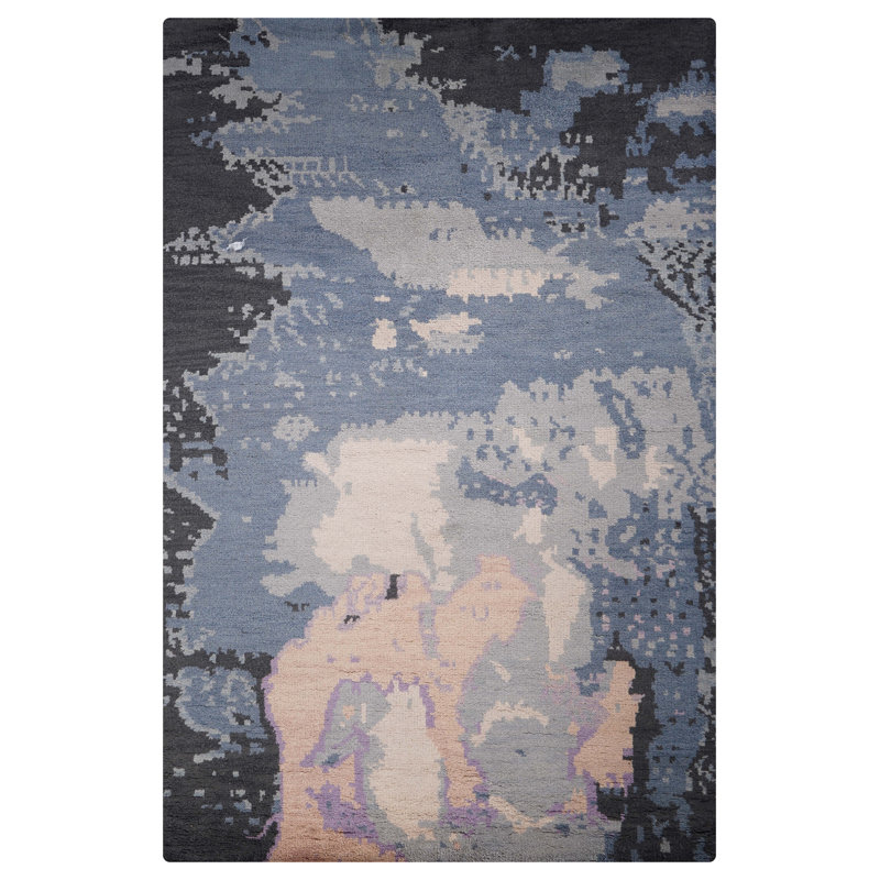 Multicolor 100% Wool Handmade Abstract Indoor Area Rug Hand Knotted Rectangle, Rectangle 5' x 8'