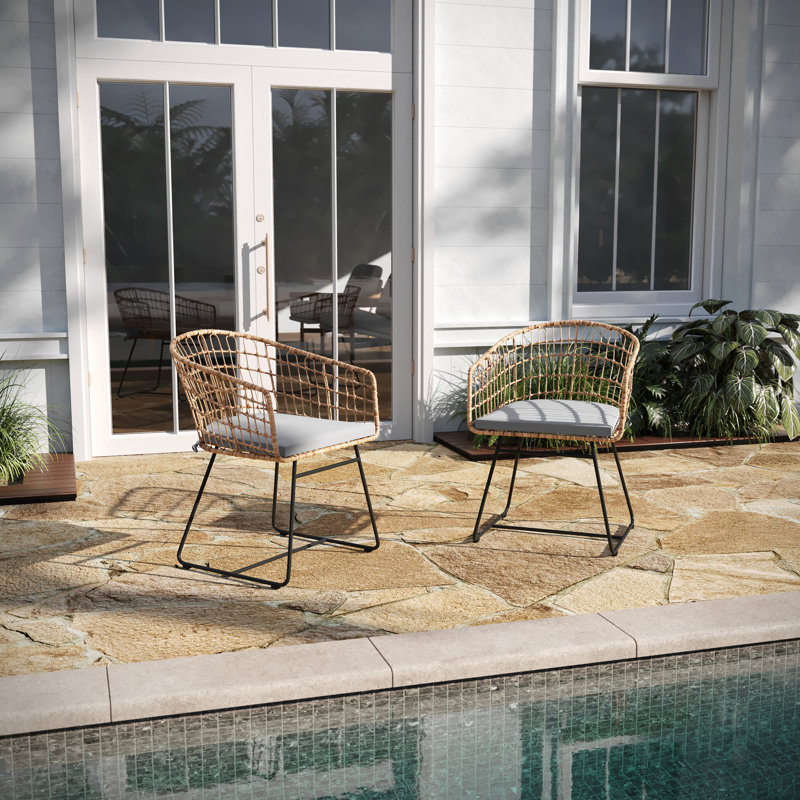 Fielder Wicker Outdoor Lounge Chair, Light Gray