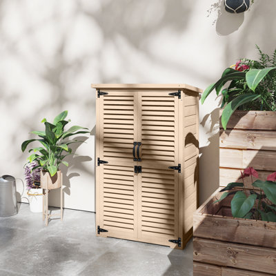 Remise de jardin en bois 30 po x 20 po x 47 po, remise à outils avec tablettes, naturel