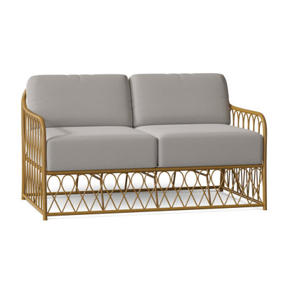 Cane 53.75'' Wide Aluminum Loveseat with Cushions