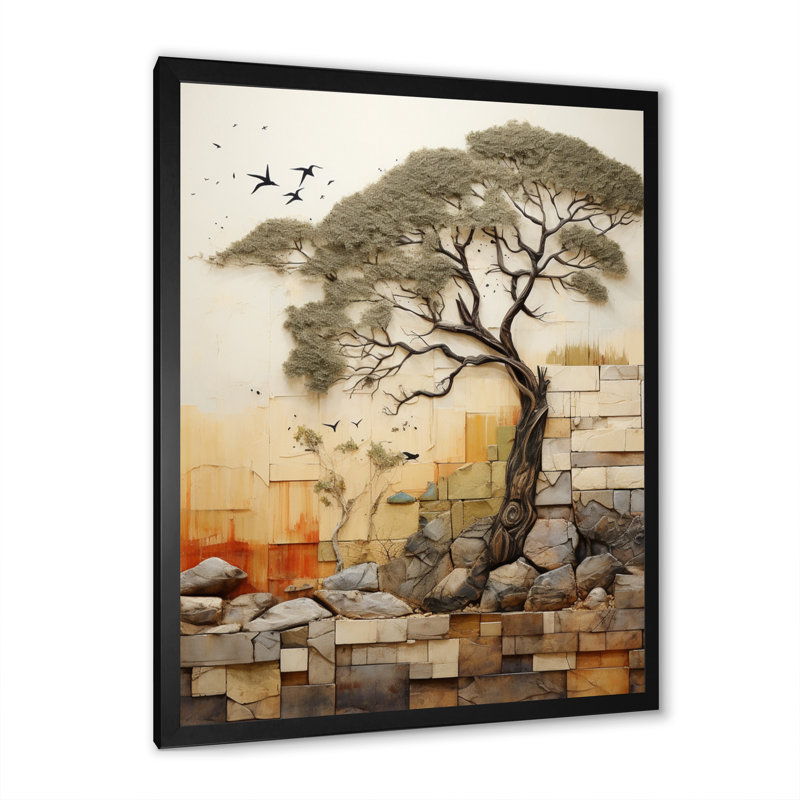 «Tenielle Baobab Tree Collage I», reproduction sur toile, Impression noire sur toile encadrée, H 40 po x l 30 po x P 1,5 po