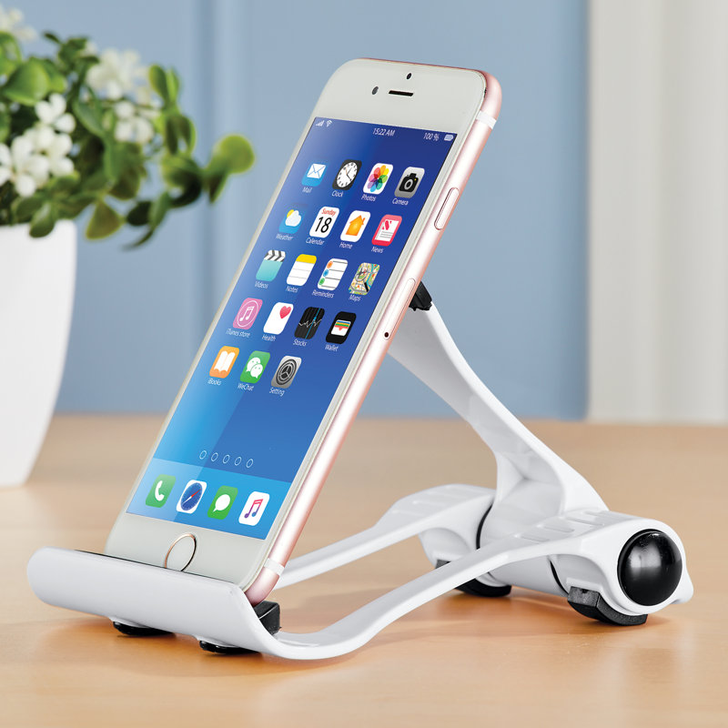Compact Black Foldable Adjustable Non-Slip Phone and Tablet Stand