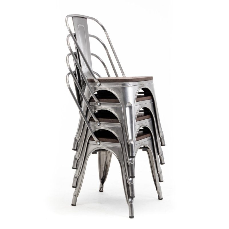 Chaise d'appoint empilable en métal H 33,5 po Linzy, Bronze industriel