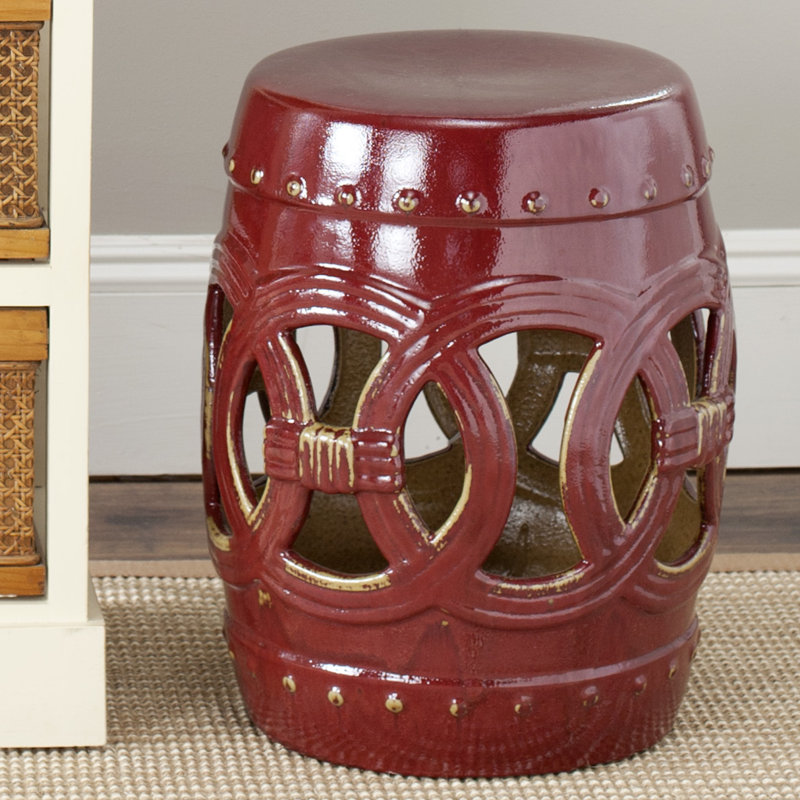 Tabouret de jardin en céramique Bartlesville, Rouge Abby