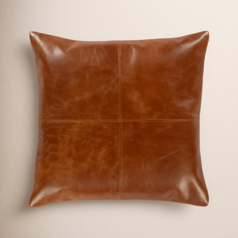 Coussin décoratif en cuir et en suède Emily, Duvet