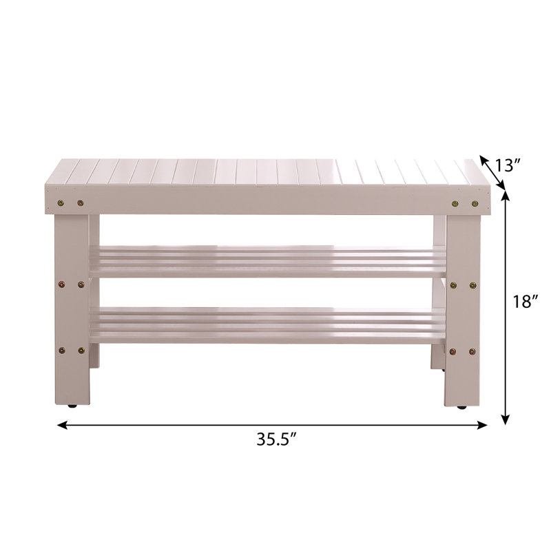 Cherry Shoe Storage Bench - Construction, 19.84 Lb Package Weight Cabinet With Wheels , 35.5"L X 13"W 18"H, Cherry