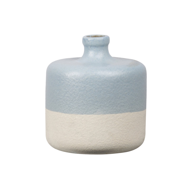 Vase de table rond en grès Goff, Bleu, H 11,75 po x l 6,75 po x P 6,75 po