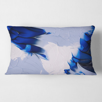 Abstract Blue Grey and White Waves - Modern Printed Throw Pillow