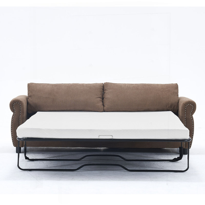 Canapé-lit rembourré avec grand matelas Nero 2-en-1, Brun