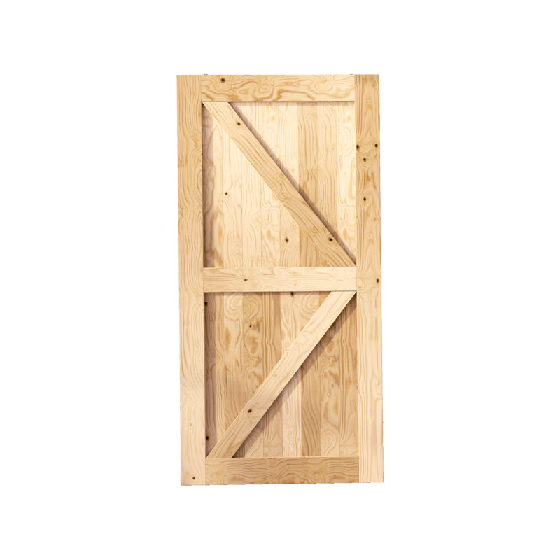 Porte de grange en bois de pin massif 5-en-1 de conception non finie / non assemblée seulement, 60 po x 80 po