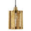 5"W Brushed Gold Metal Pendant Light with Wood Shade
