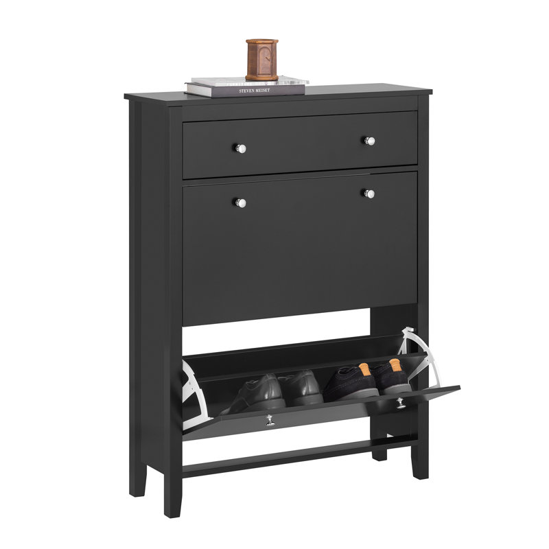 12 Pair Shoe Storage Cabinet, Black