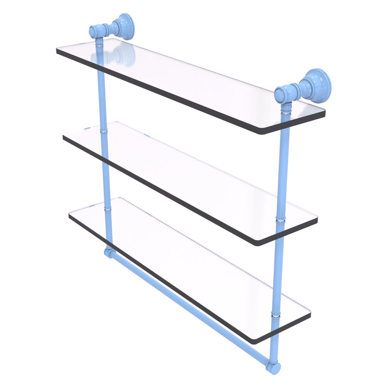Tablette flottante avec porte-serviettes 3 pièces Carolina, H 19,7 po x l 22 po x P 5,54 po, Bleu troll plat