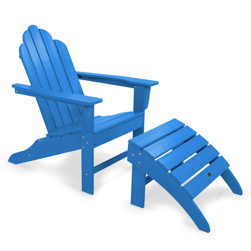 POLYWOOD Long Island Adirondack 2-Piece Set, Pacific Blue