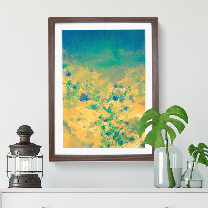 By the Ashes Abstract - Wall Art, 48cm H x 36cm W, Walnut Framed, White