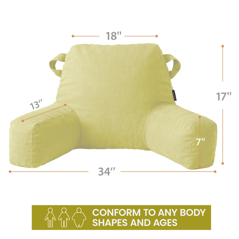 Comfy Backrest Pillow Arm Pillow With Pockets, Yellow