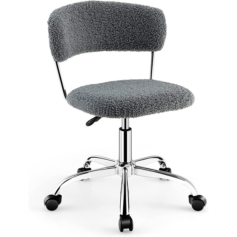 Metro Lane Aardhna Polyurethane and Faux Fur Office Chair, Grey