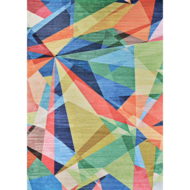 Rainbow Retro Multicolor Area Rug, Rectangle 5' x 8'