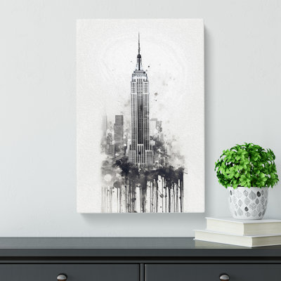 Empire State Building Gestural - Wrapped Canvas