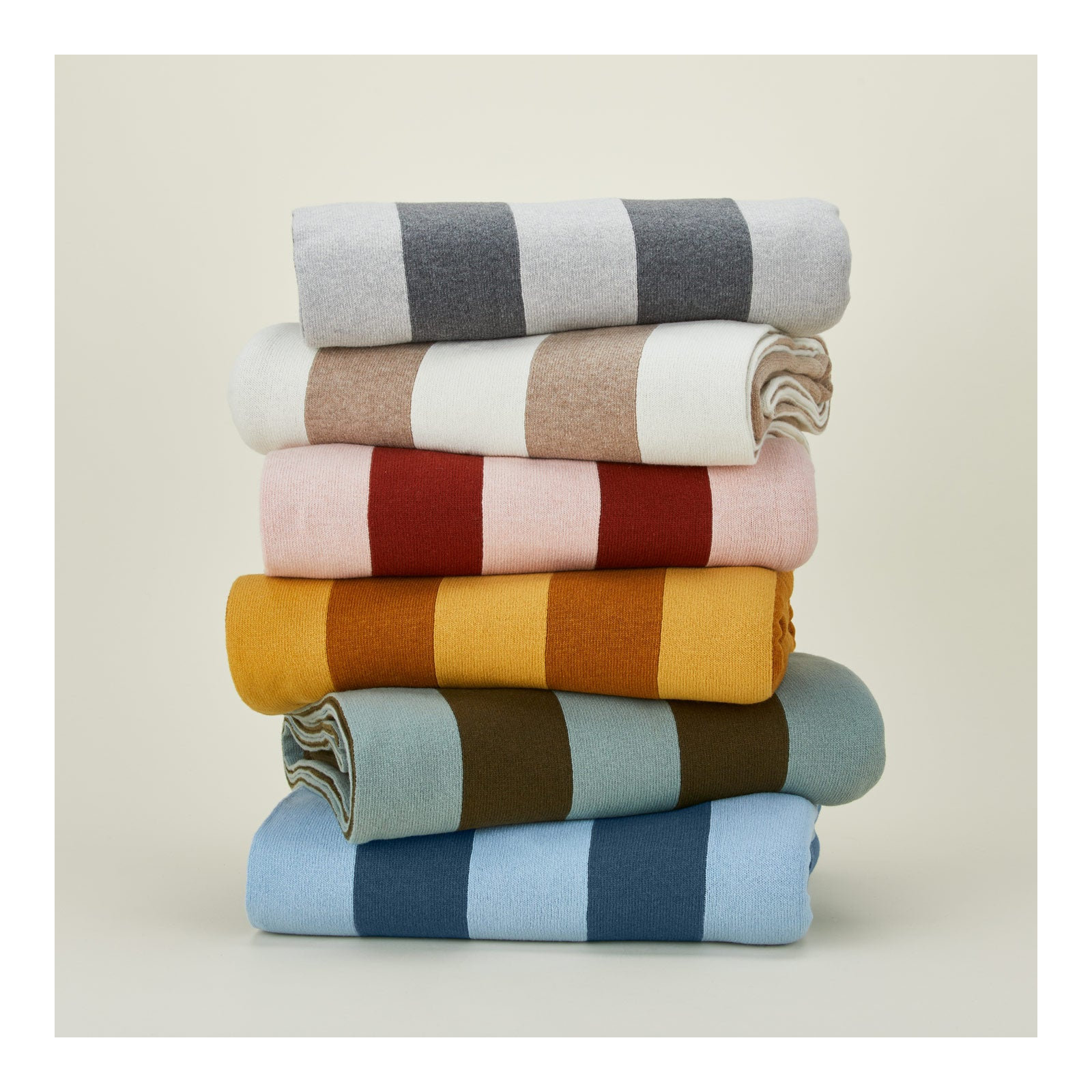 Simple Striped Throw Blanket, Blush/Terracotta