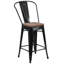 Tabouret de bar ou de comptoir en métal Marian avec dossier et siège en bois Marian-2101696452-2127243145-2101696441