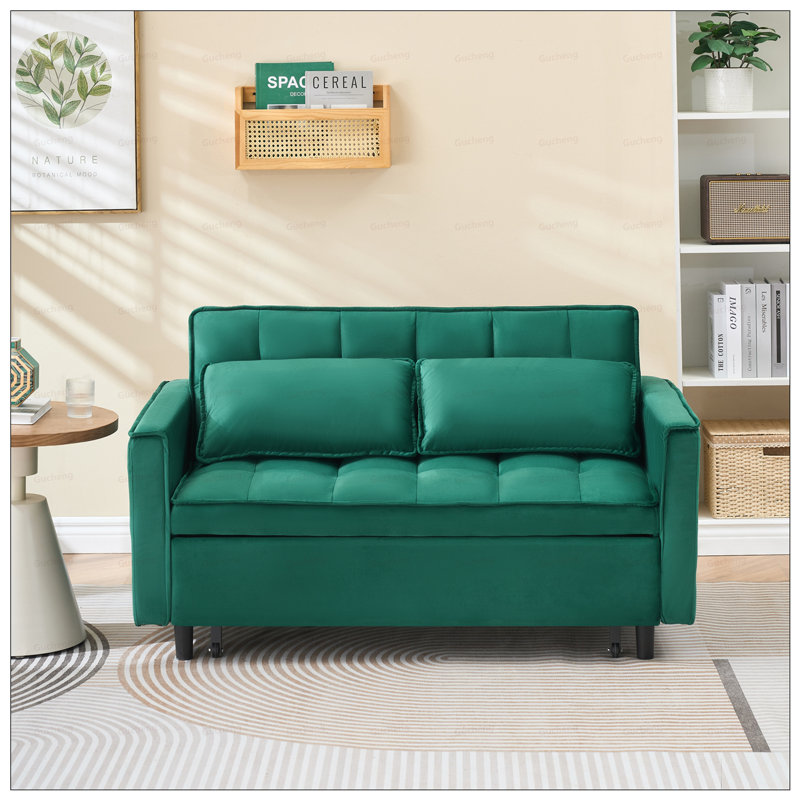 Coussin de futon moderne en velours avec dossier inclinable, coussins décoratifs, poches et canapé-lit convertible pour le salon