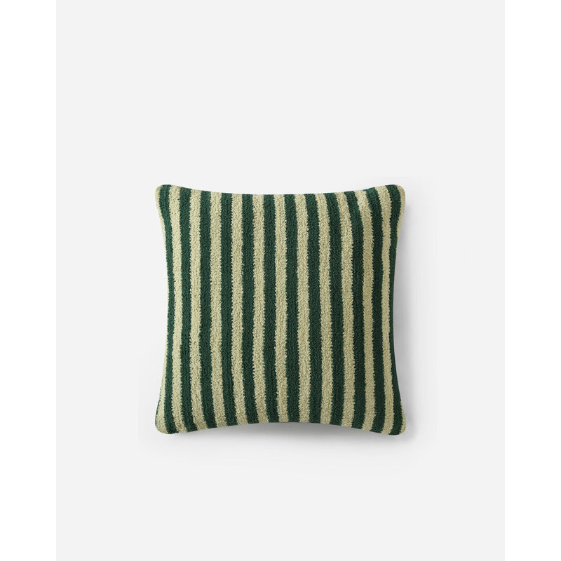 Jardin Green and Beige Striped Square Throw Pillow 20" x 20"