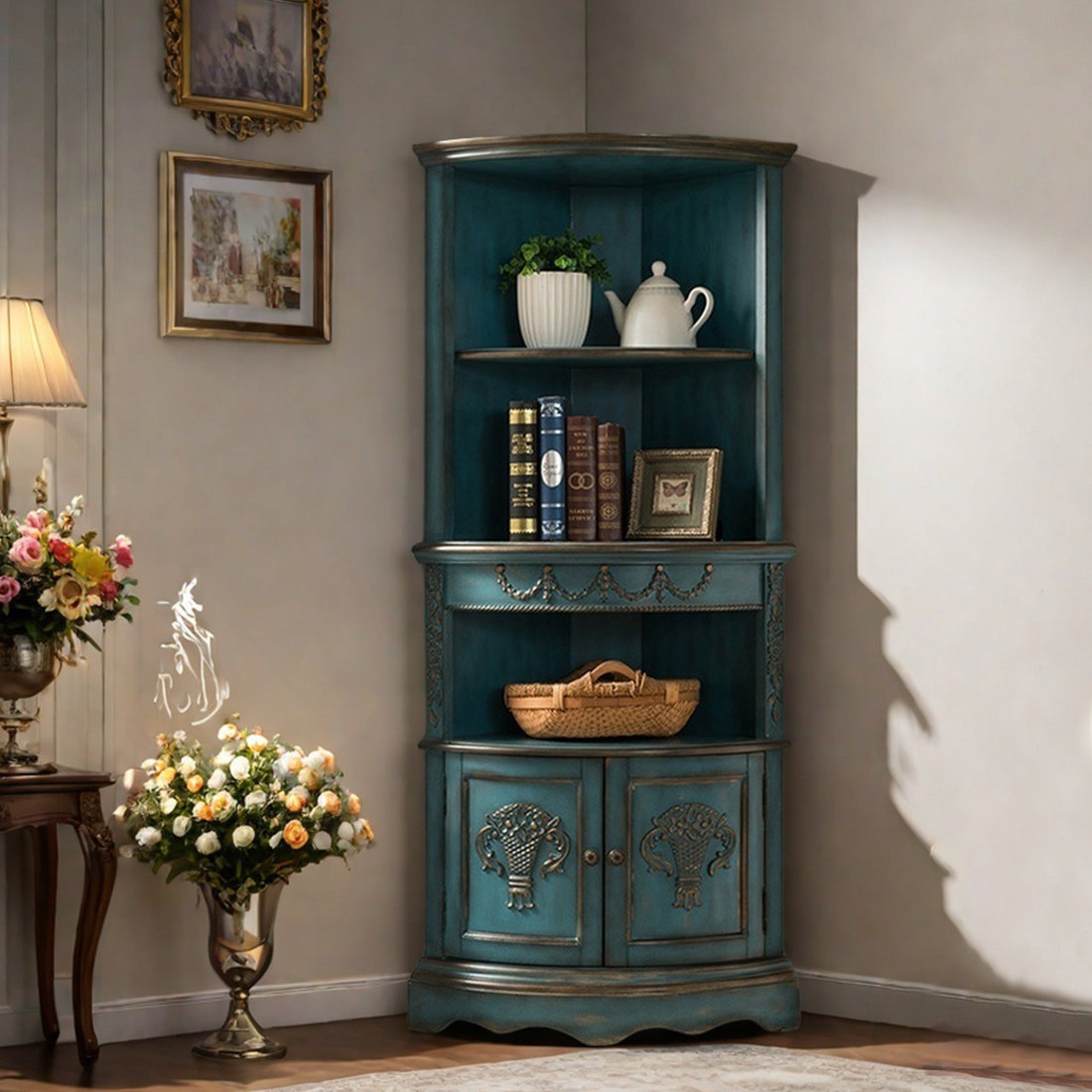 interanest Elegant retro multi-functional corner bookcase | Wayfair