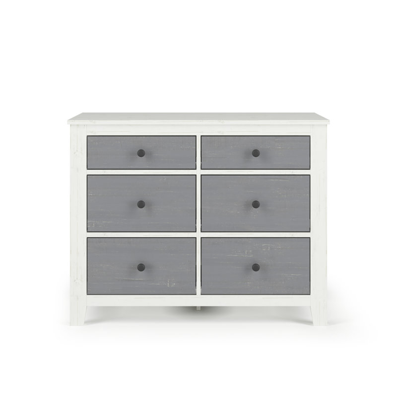 Ocean Grove 6 - Drawer Double Dresser, White/Gray