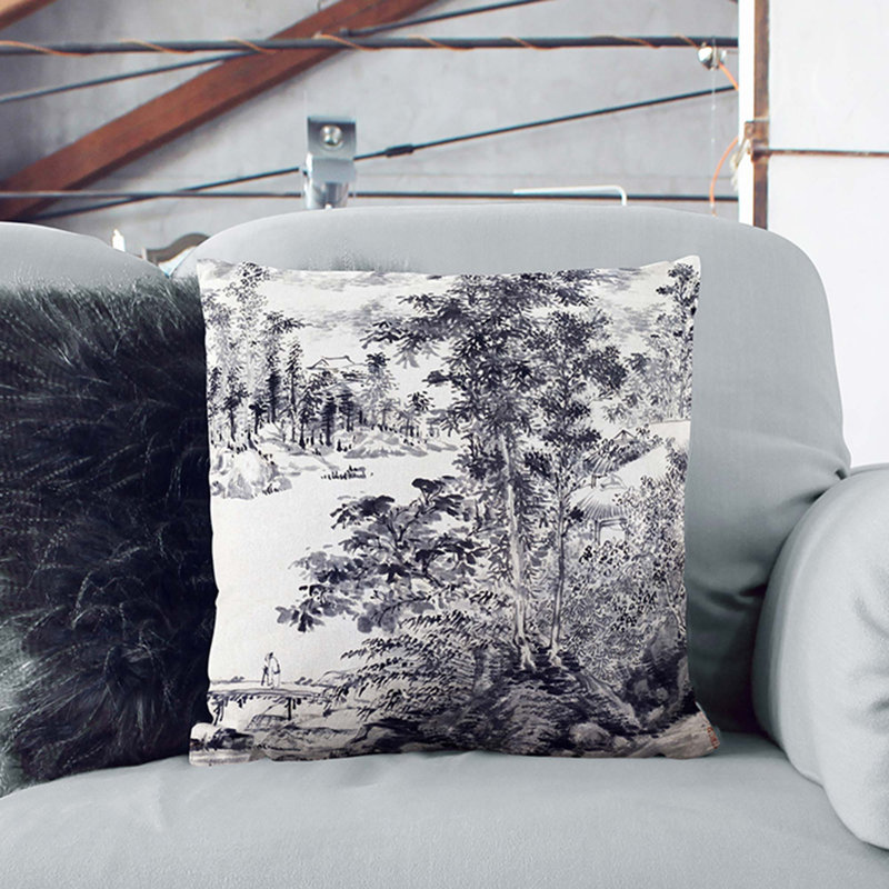 Misty Mountains by Chen Chun Cushion with Filling, 55cm H x 55cm W x 20cm D, White