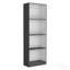 Armoire 74 ", 3 pièces, 10 tablettes, 2 portes doubles pour le salon - gris mat / blanc