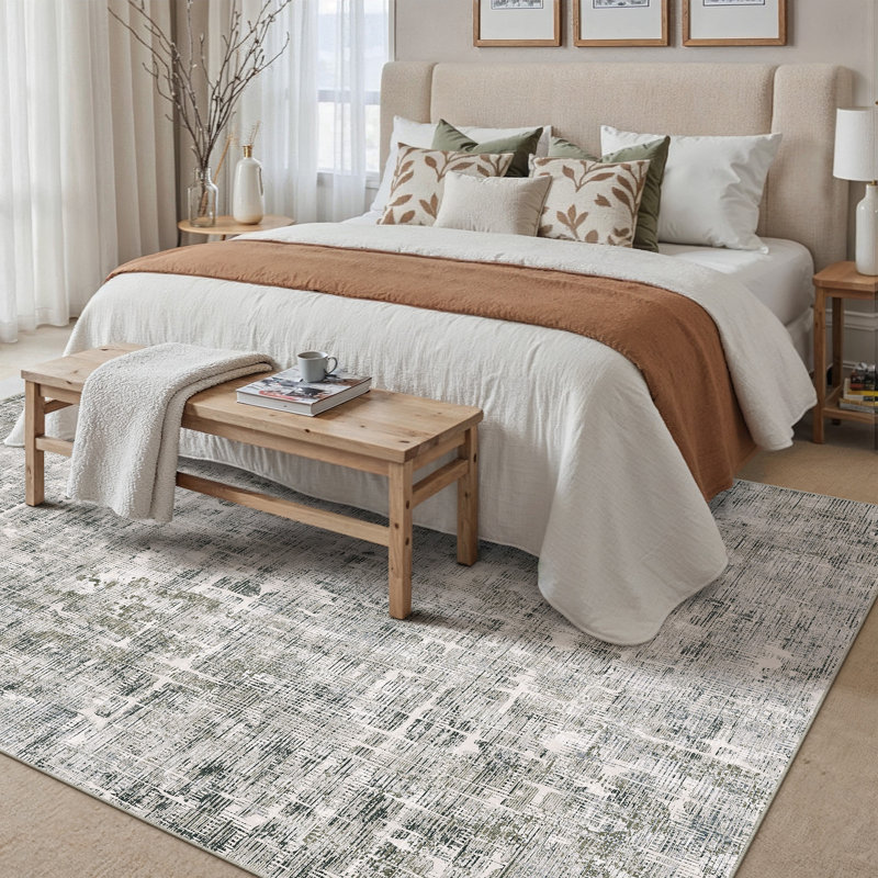 Tapis gris Hazel, Rectangle 7 pi 9 po x 9 pi 9 po, Gris