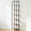 Bibliothèque étroite, support de rangement haut avec structure en acier, étagère de présentation, étagère à livres Skinny pour bureau d'étude, style industriel, brun rustique à 6 niveaux-391923375-394894903
