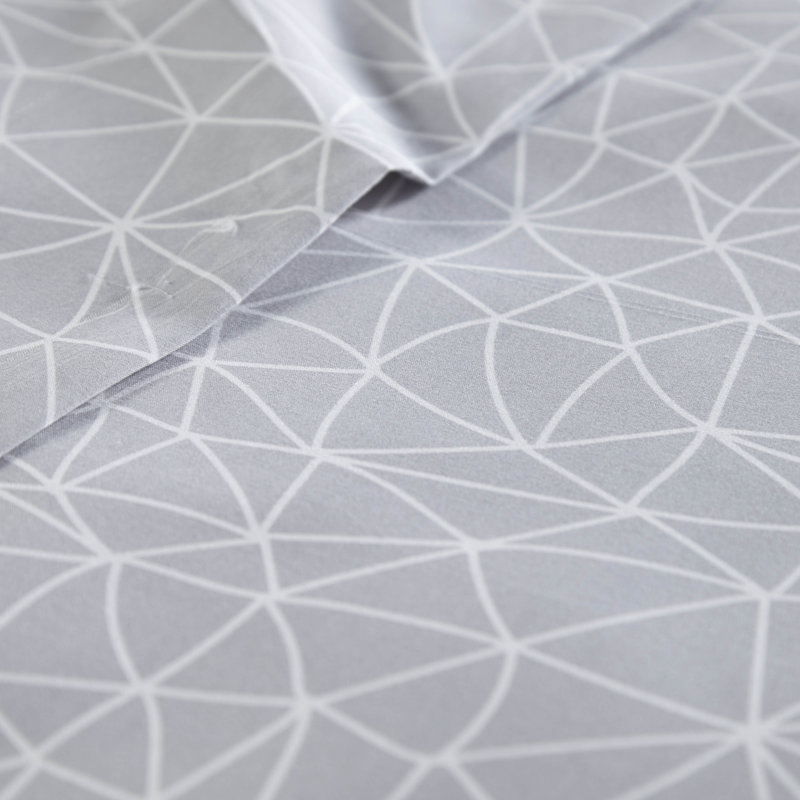 Vilano Choice Geometric Microfiber Sheet Set, Twin, Gray