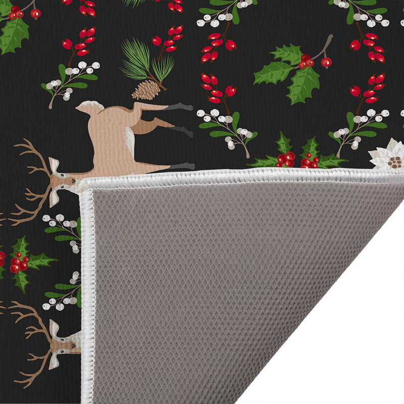 Tapis de bain Botanical Deer, Gris anthracite, Simple - L 24 po x l 17 po