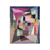 Mid Century Modern Hand Knotted Wool Geometric Area Rug
