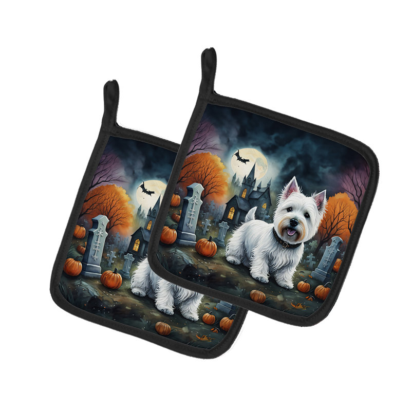 Paire de porte-casseroles Westie Spooky Halloween