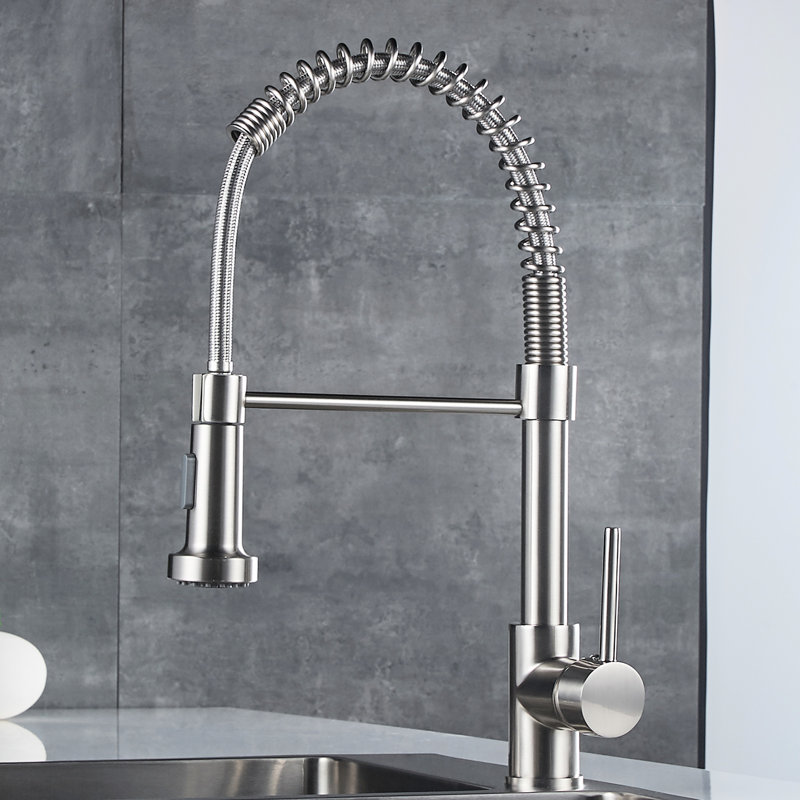 Kitchen Faucet With Pull Down , Brushed Nickel, Single Handle Lever, 360 Rotatable Wedge Handle, Degree Spout For Sinks