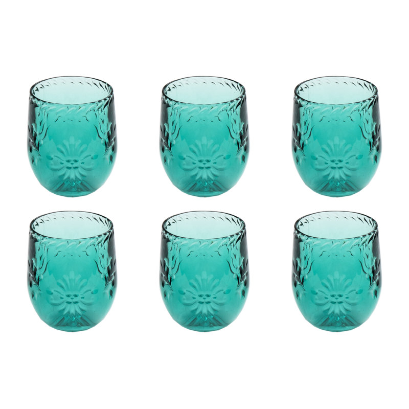 Talavera Acrylic Stemless Wine Glass, 21, Teal