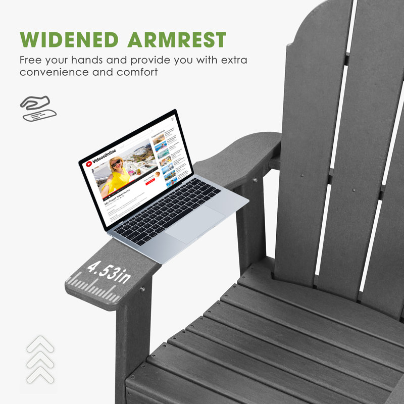 HDPE Tall Adirondack Chair Set with Table, Gray
