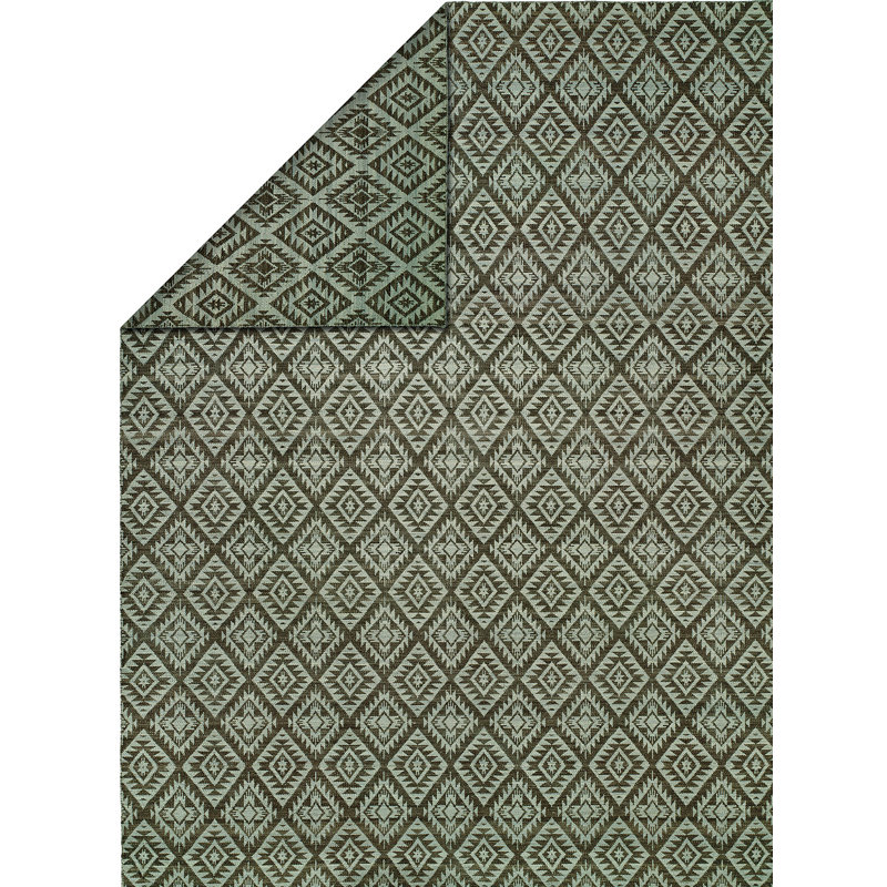 Wool Geometric Area Rug in Blue, Rectangle 9' x 12'