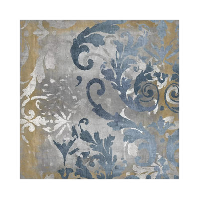 Damask In Silver And Gold II by Ellie Roberts - Wrapped Canvas Print
