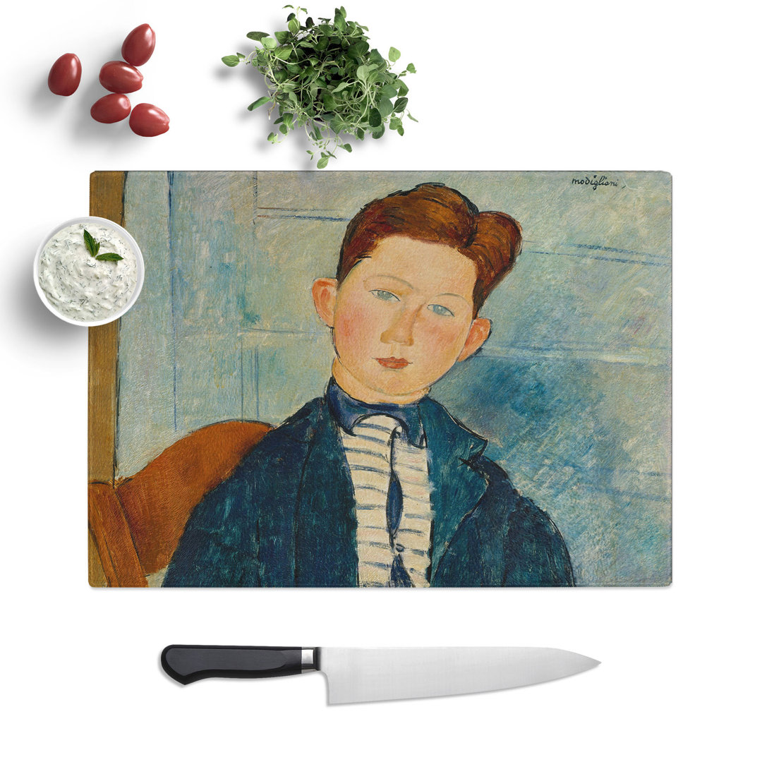 Boy in a Striped Sweater by Amedeo Modigliani Chopping Board