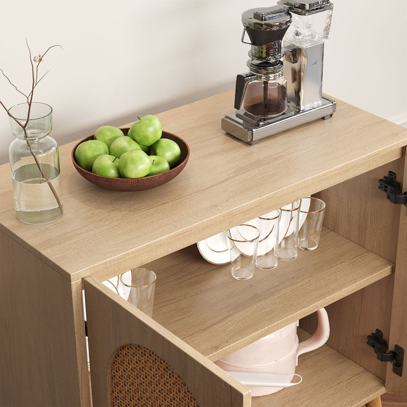 Rattan Accent Cabinet, 2-door Sideboard, Natural