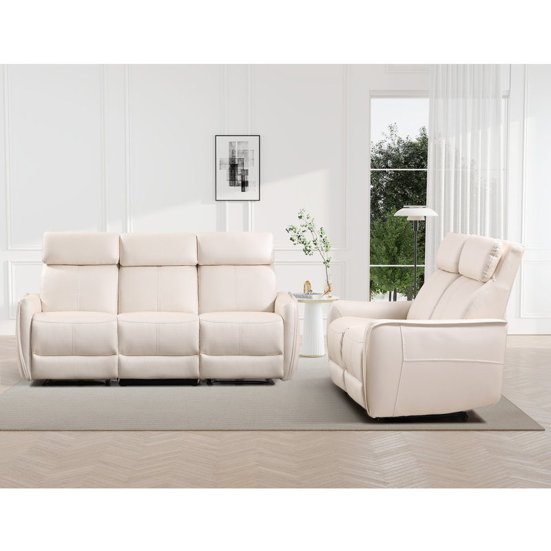 2-Piece Contemporary and Upholstered Soft Power Reclining Living Room Set With USB & Type C Port